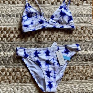 Women’s Cupshe Bikini top and bottom NWT Blue/White XXL(fitslikeM)